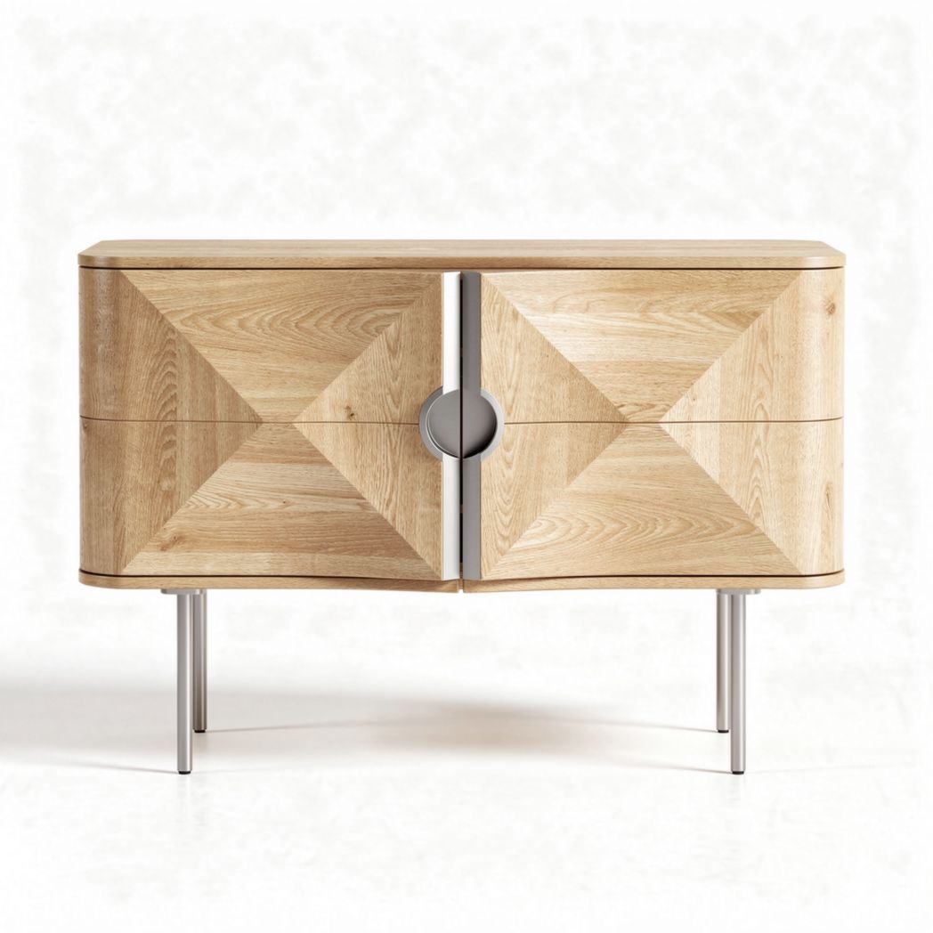 Komoda w kolorze naturalnego drewna dąb 80 x 40 x 60 cm z metalowymi nogami