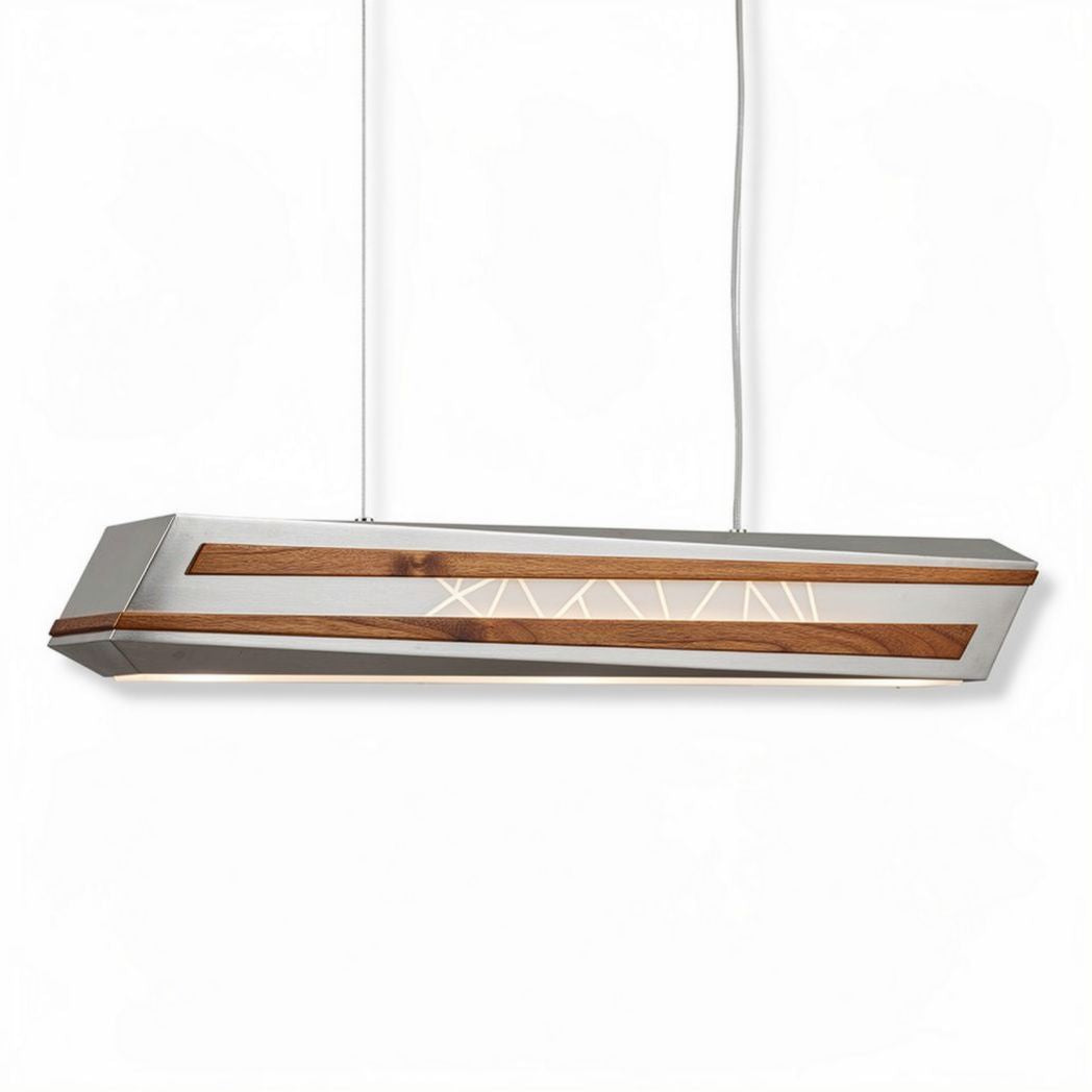 Lampa wisząca z drewna i metalu 120 x 20 x 10cm do nowoczesnych wnętrz